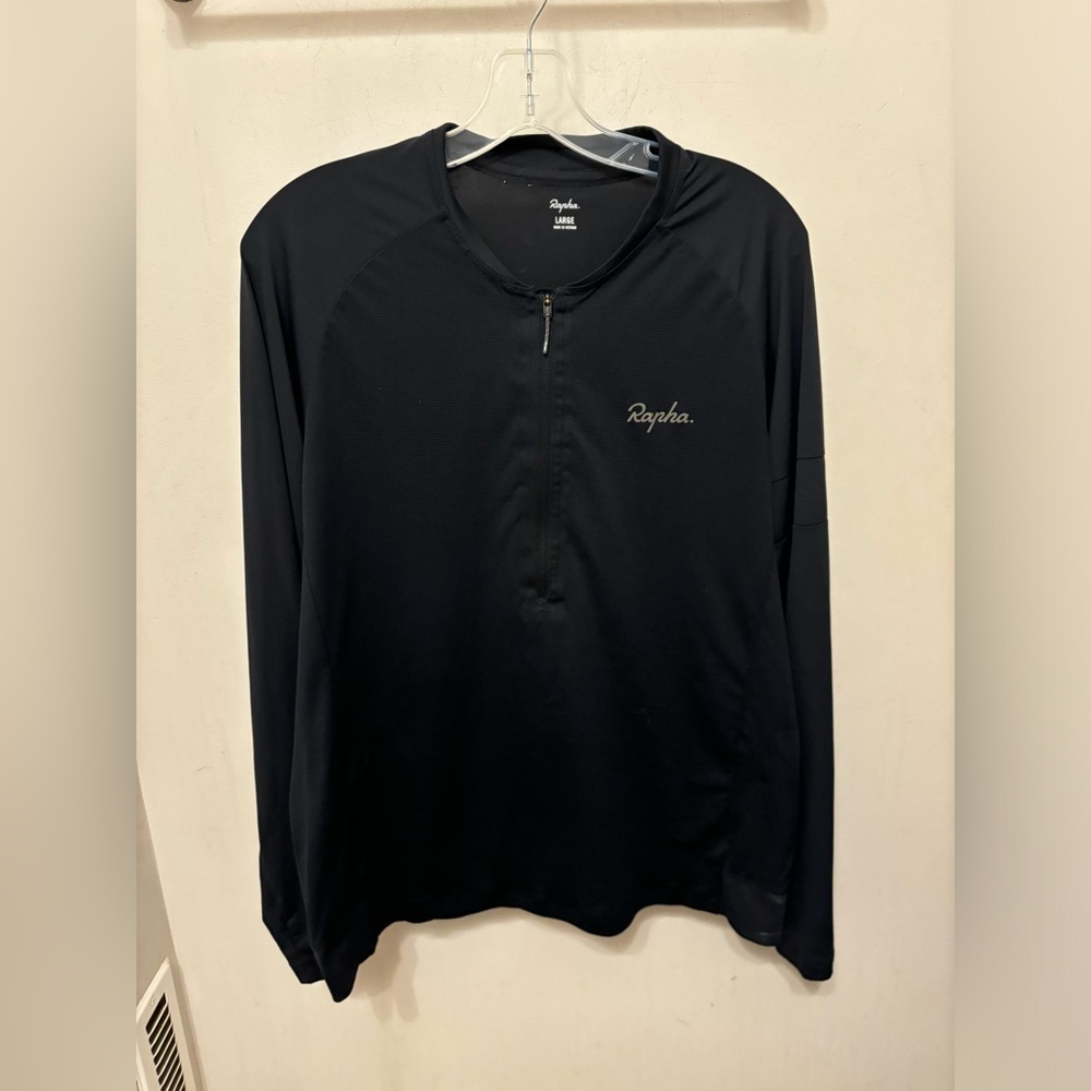 Rapha Explore Zip Neck Technical Shirt L Black Recycled Polyester Cycling Tee